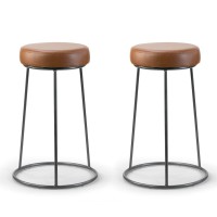 Glamour Home Amie Cappuccino Brown Faux Leather Backless Counter Stool With Gunmetal Grey Frame (Set Of 2)
