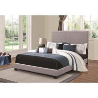Benjara Benzara Wooden Full Bed With Fabric Covering, Gray,