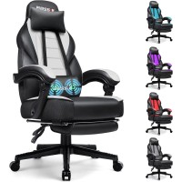 Bossin Racing Style Gaming Chair With Massage, Leather Computer Desk Chair With Footrest And Headrest, Ergonomic Heavy Duty Design, Large Size High-Back E-Sports, Big And Tall Gaming Chair