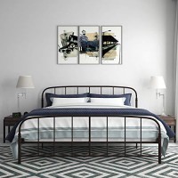 Dhp Lafayette Metal Platform Bed With Rustic Style Curved Headboard And Footboard, Adustable Base Height For Underbed Storage, No Box Spring Needed, King, Bronze
