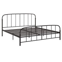 Dhp Lafayette Metal Platform Bed With Rustic Style Curved Headboard And Footboard, Adustable Base Height For Underbed Storage, No Box Spring Needed, King, Bronze