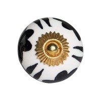 Homeroots White/Black/Yellow Ceramic/Metal 1.5 X 1.5 X 1.5 Multi-Color 12 Pack Knob-It K000011