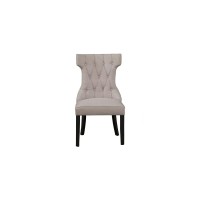 Benjara Benzara Fabric Upholstered Dining Chair With Button Tufted Back Set Of Two Gray And Black