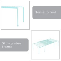Smart Designextendable Storage Shelf - Lengthen From 16 To 32.5 In., Light Blue - Sturdy Steel Pantry Organizer With Rust-Resistant Finish And Non-Slip Feet For Easy Home Organization And Storage