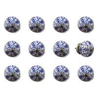 Homeroots White/Blue/Silver Ceramic/Metal Knob-It 12-Pack K3529