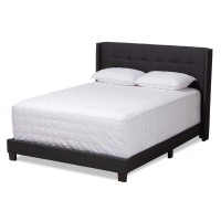 Baxton Studio Lisette Modern And Contemporary Charcoal Grey Fabric Upholstered Queen Size Bed