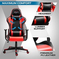 Polar Aurora Gaming Chair Racing Computer Chairs High Back Video Game Chair Adjustable Executive Ergonomic Swivel Gamer Chair Red