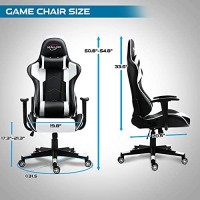 Polar Aurora Gaming Chair Racing Style High-Back Pu Leather Office Chair Computer Desk Chair Executive Ergonomic Swivel Chair Headrest Lumbar Support (White1)