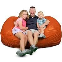Ultimate Sack Bean Bag Chairs In Multiple Sizes And Colors: Giant Foam-Filled Furniture - Machine Washable Covers, Double Stitched Seams, Durable Inner Liner (Lounger, Orange Fur)