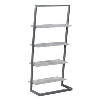 Convenience Concepts Graystone 4 Tier Ladder Bookcase / Shelf, Faux Birch / Slate Gray Frame