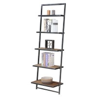 Convenience Concepts Laredo 5 Tier Ladder Bookcase / Shelf, Natural / Antique Black Frame