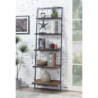 Convenience Concepts Laredo 5 Tier Ladder Bookcase / Shelf, Natural / Antique Black Frame