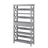 Convenience Concepts Oxford 5 Tier Bookcase With Drawer Gray