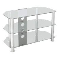 Avf Transitional Steel And Glass Tv Stand For 10 To 42 Tvs In Clearchrome