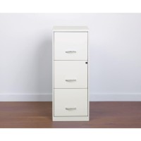 Space Solutions 3 Drawer Vertical Metal File Cabinet With Lock Pearl White