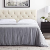 Lucid Mid-Rise Upholstered Headboard-Adjustable Height From 34A To 46A, Queen, Pearl