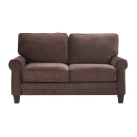 Serta Copenhagen Storage Sofas 1 Two Or Three Person Living Room Couch With Soft Foam-Filled Cushions Easy-To-Clean Microfiber Upholstery 61 Loveseat Dark Brown