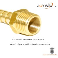 Joywayus Brass Barb Fitting 3/8 Hose Id X 3/8 Male Npt Water/Fuel/Air(Pack Of 5)