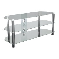 Avf Steel Glass Tv Stand With Cable Management For Up To 55 Tvs In Clearchrome