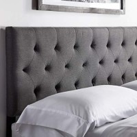 Lucid Mid-Rise Upholstered Headboard - Adjustable Height From 34?To 46? Queen, Charcoal