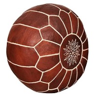 Moroccan Leather Pouf - Handmade Leather Pouffe - Luxury Pouf - Ottoman Footstool Hassock - 100% Real Natural Goat Leather - Unstuffed (Dark Brown)