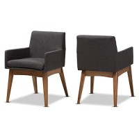 Baxton Studio Nexus Dining Arm Chair In Dark Gray (Set Of 2)