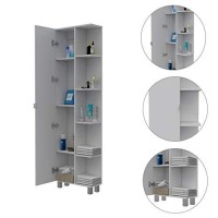 Tuhome Urano Linen Storage Cabinet Organizer With Swinging Hinge Door And 9 Shelves For Bathroom Bedroom Kitchen Or Garage, White