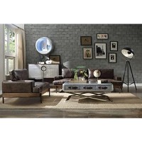 Homeroots Top Grain Leather, Rubber 95 X 39 X 32 Distressed Chocolate Top Grain Leather Sofa