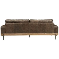 Homeroots Top Grain Leather, Rubber 95 X 39 X 32 Distressed Chocolate Top Grain Leather Sofa