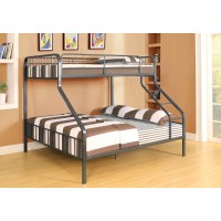 Homeroots Furniture Twin Xl/Queen Bunk Bed, Gunmetal - Metal Tube (Steel) Gunmetal (285316)