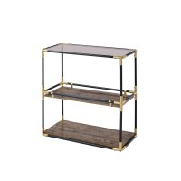 Homeroots Black, Gold And Clear Gla Metal, Glass, Mdf, Paper 44 X 16 X 28 Black Solid Wood Leg Console Table