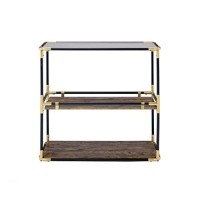 Homeroots Black, Gold And Clear Gla Metal, Glass, Mdf, Paper 44 X 16 X 28 Black Solid Wood Leg Console Table