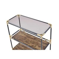 Homeroots Black, Gold And Clear Gla Metal, Glass, Mdf, Paper 44 X 16 X 28 Black Solid Wood Leg Console Table