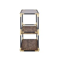 Homeroots Black, Gold And Clear Gla Metal, Glass, Mdf, Paper 44 X 16 X 28 Black Solid Wood Leg Console Table