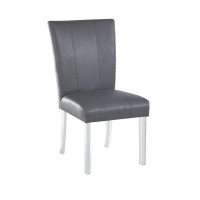 Chintaly Imports Flare-Back Steel/Pu Parson Side Chair In Gray (Set Of 2)