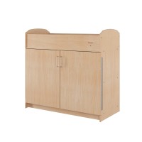 Foundations Serenity Daycare Changing Table With Storage Cubbies, Durable Wood Construction, Built-In Shelving For Ample Storage, Adjustable Safety Strap, Includes 1? Foam Mattress Pad (Natural)