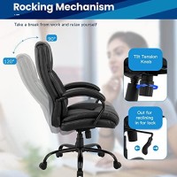 Big And Tall Office Chair 500Lbs  Desk Chair Ergonomic Computer Chair High Back Pu Executive Chair With Lumbar Support Headrest Swivel Chair For