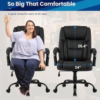 Big And Tall Office Chair 500Lbs  Desk Chair Ergonomic Computer Chair High Back Pu Executive Chair With Lumbar Support Headrest Swivel Chair For