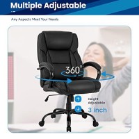 Big And Tall Office Chair 500Lbs  Desk Chair Ergonomic Computer Chair High Back Pu Executive Chair With Lumbar Support Headrest Swivel Chair For