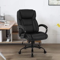 Big And Tall Office Chair 500Lbs  Desk Chair Ergonomic Computer Chair High Back Pu Executive Chair With Lumbar Support Headrest Swivel Chair For