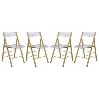 Leisuremod Milden Modern Acrylic Folding Chairs, Set Of 4 (Gold)