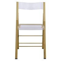 Leisuremod Milden Modern Acrylic Folding Chairs, Set Of 4 (Gold)