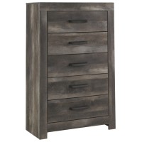 Signature Design By Ashley Wynnlow Weathered Rustic Plank 5 Drawer Chest Of Drawers, Gray
