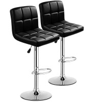 Casart Swivel Bar Stool Adjustable Pu Leather Barstools Bistro Pub Chair Counter Barstool (Black)