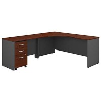 Bbf Series C 72 W Left Hand Corner Desk With Return And Mobile Cabinet In Cherry Gray