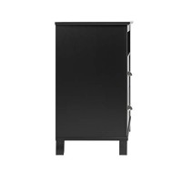 Prepac Yaletown Traditional 2-Drawer Tall Nightstand Side Table, Bedside Table With 2 Drawers And Open Shelf 16 D X 23 W X 28 H, Black, Bdnh-1202-1