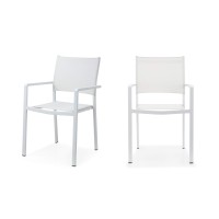 Meelano 63 Whi Outdoor Dining Chairs, White