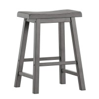 Inspire Q Salvador Ii Saddle Seat 24-Inch Counter Ight Backless Stools (Set Of 2) By Classic Grey Antique, Wood Finish