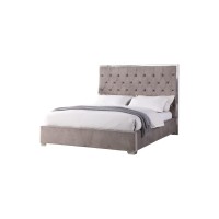 Best Master Furniture Natasha Velvet Platform Bed, Cal King, Light Grey