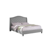 Best Master Furniture Sophie Upholstered Tufted Platform Bed, Grey King